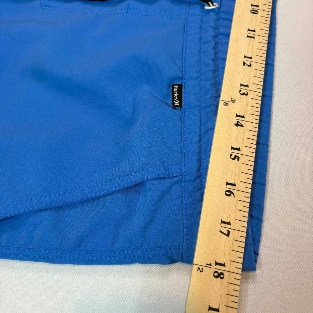 Hurley Mens Small S Blue Elastic Waist Swim Trunks Board Shorts Pocket Beach